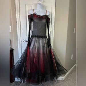 EM designer standard ballroom dance dress black and white small